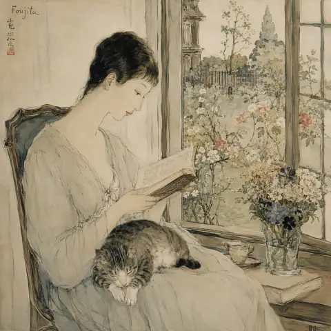 藤田嗣治 Tsuguharu Foujita 风格生成图